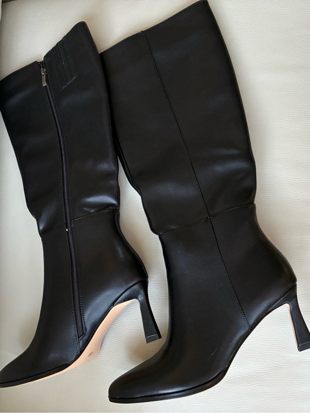Black knee high leather boots - wide width